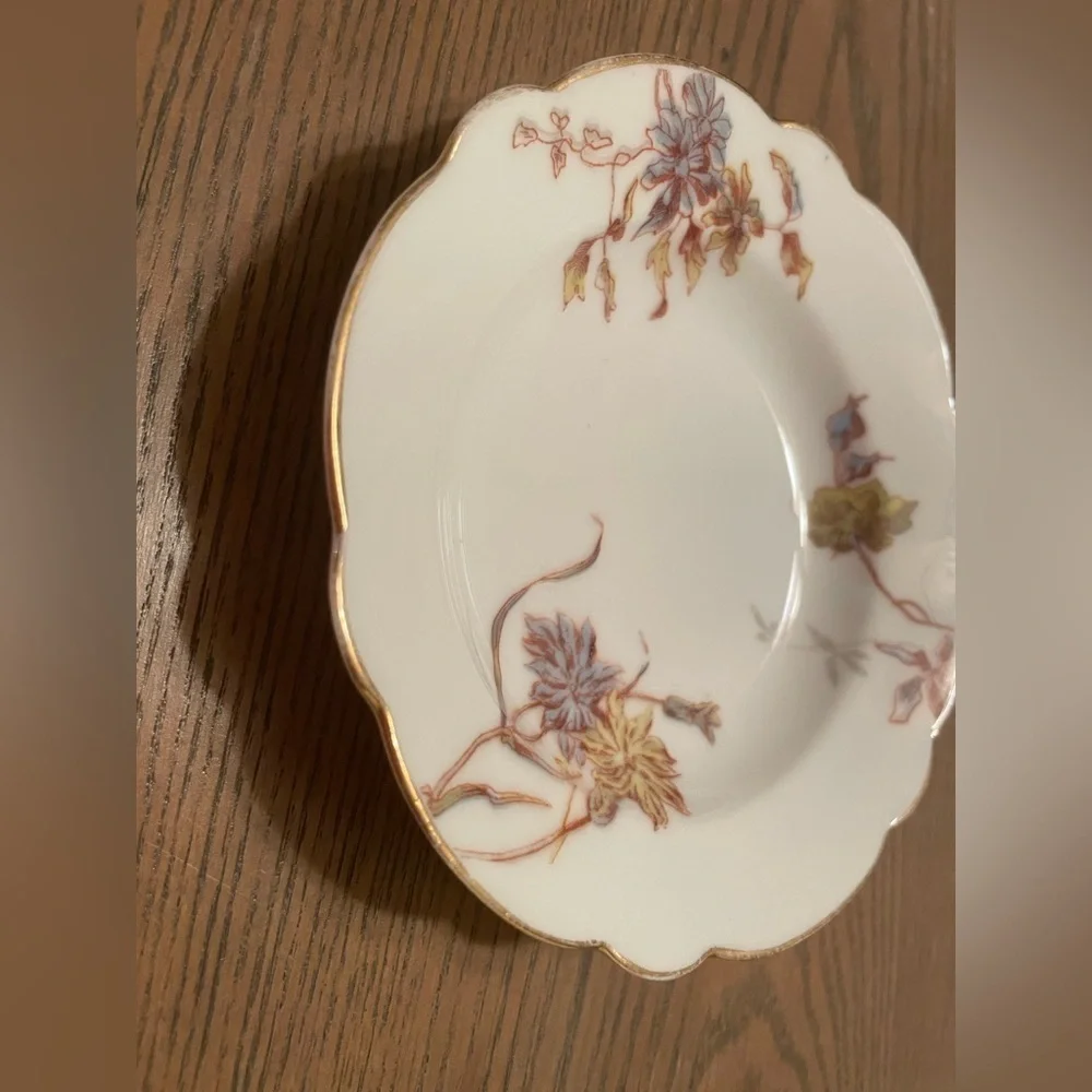Vintage Limoges Floral Trinket Dish SAS France Round